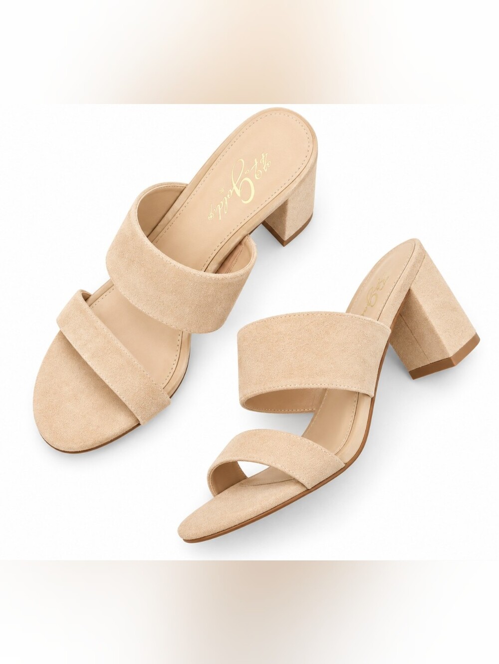 42 GOLD Size 6 / Eu 36.5 Cream Suede Slip On Sandals Heels